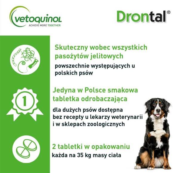 Vetoquinol Drontal Plus Flavour 35kg - tabletki na odrobaczenie dla psów, 2 sztuki